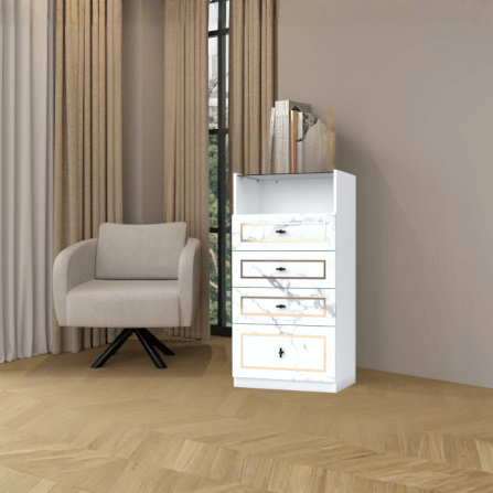 ตู้ลิ้นชัก 4 ลิ้นชัก WISDOM DESIGN FURNITURE GDW-601 60 ซม. สีขาว/ซอฟท์มาร์เบิ้ล_4